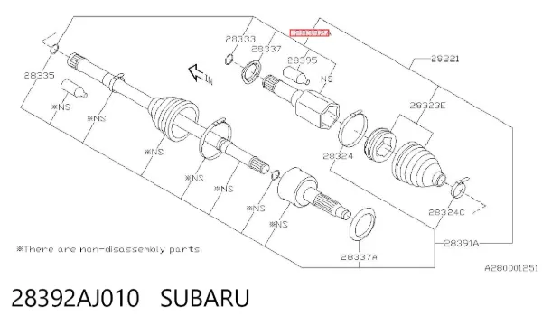 Граната внутрішня ліва 28392AJ010 Subaru