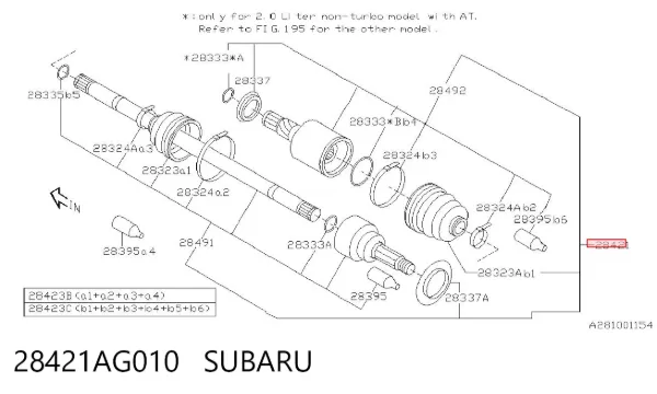 Піввісь задня Subaru Outback III