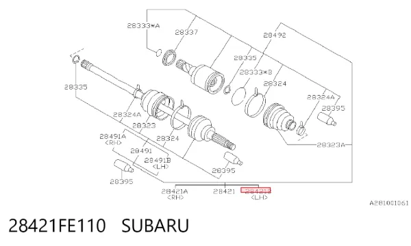 Піввісь задня, ліва 28421FE110 Subaru