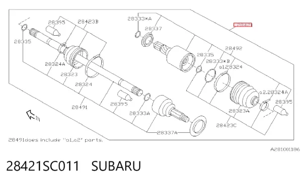 Піввісь задня 28421SC011 Subaru