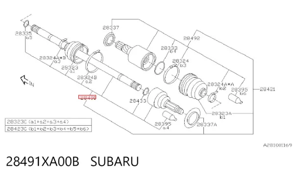 ШРКШ зовнішній задній 28491XA00B Subaru