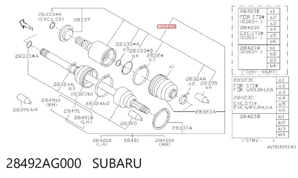  28492AG000 Subaru