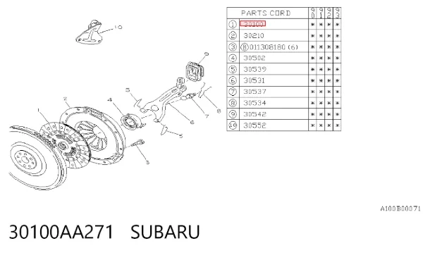 Диск зчеплення 30100AA271 Subaru