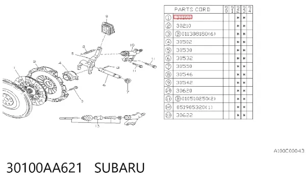 Диск зчеплення 30100AA621 Subaru