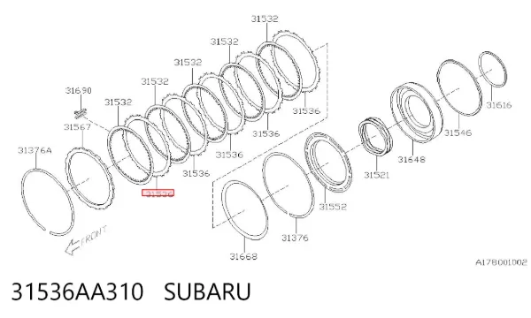 Диск АКПП фрикційний, комплект 31536AA310 Subaru