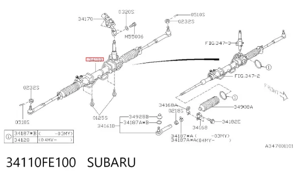 Рульова рейка 34110FE100 Subaru
