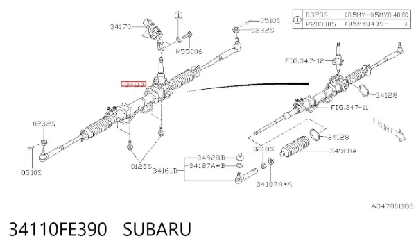 Рульова рейка 34110FE390 Subaru