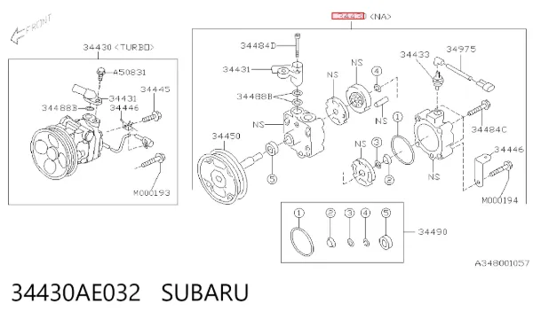 Насос ГУР 34430AE032 Subaru