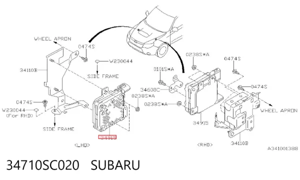 Блок керування електропідсилювача керма 34710SC020 Subaru