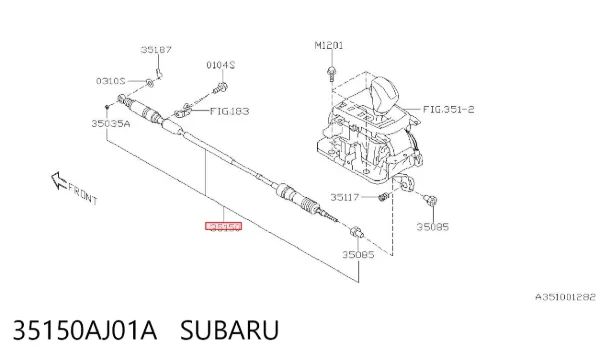 Трос перемикання передач, вибору передачі 35150AJ01A Subaru