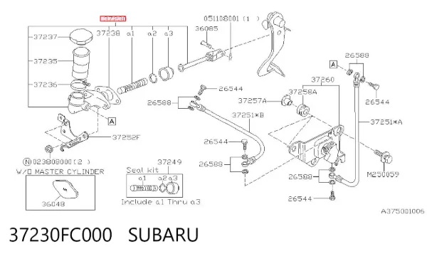 Головний циліндр зчеплення 37230FC000 Subaru