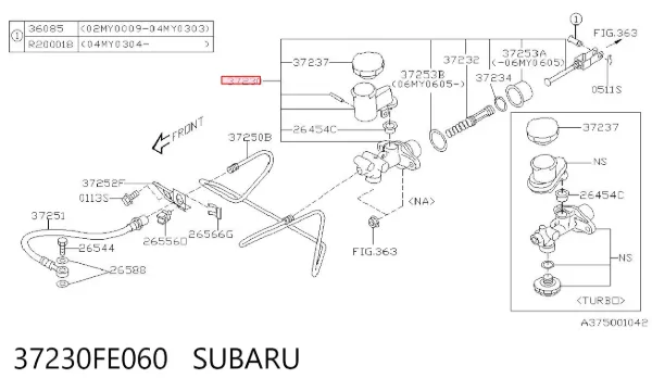 Головний циліндр зчеплення 37230FE060 Subaru