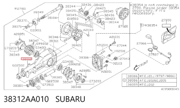  38312AA010 Subaru