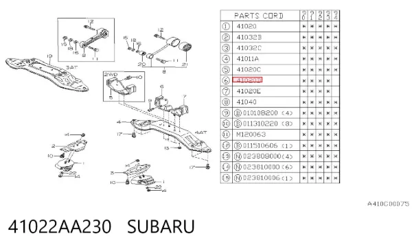 Подушка (опора) двигуна, права 41022AA230 Subaru