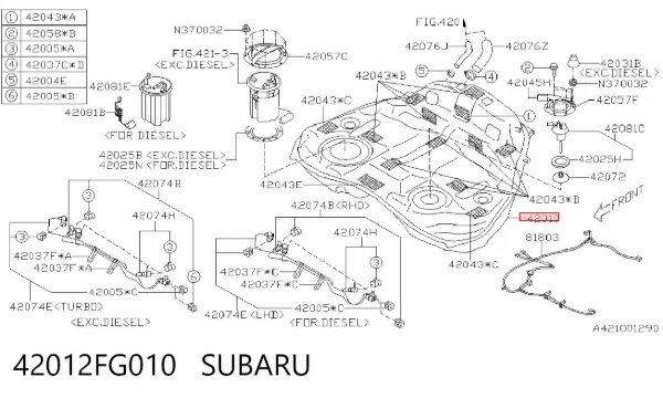 Паливний бак 42012FG010 Subaru