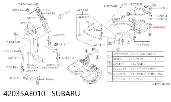 Абсорбер парів 42035AE010 Subaru