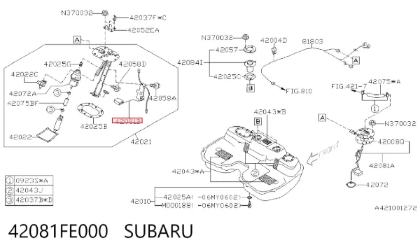 Датчик рівня палива 42081FE000 Subaru