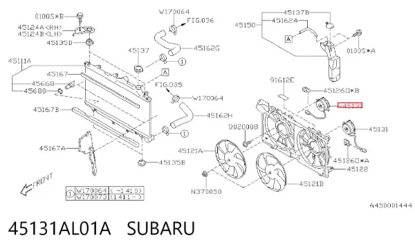 Двигун вентилятора системи охолодження 45131AL01A Subaru