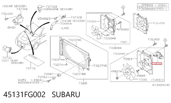 Двигун вентилятора системи охолодження 45131FG002 Subaru