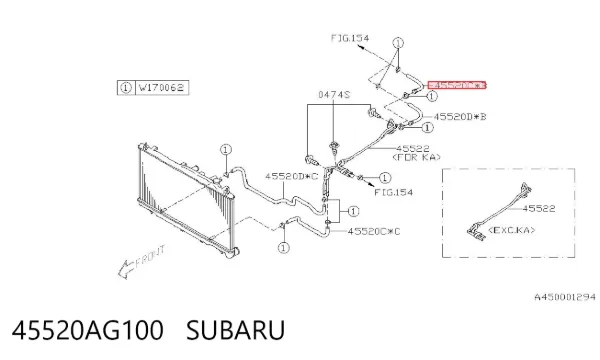 Трубка/шланг охолодження АКПП, подача 45520AG100 Subaru