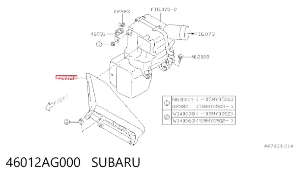 Повітрозабірник повітряного фільтра Subaru Legacy IV