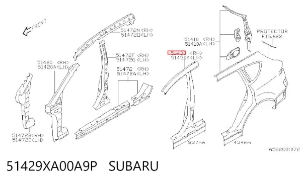 Стійка центральна, права 51429XA00A9P Subaru
