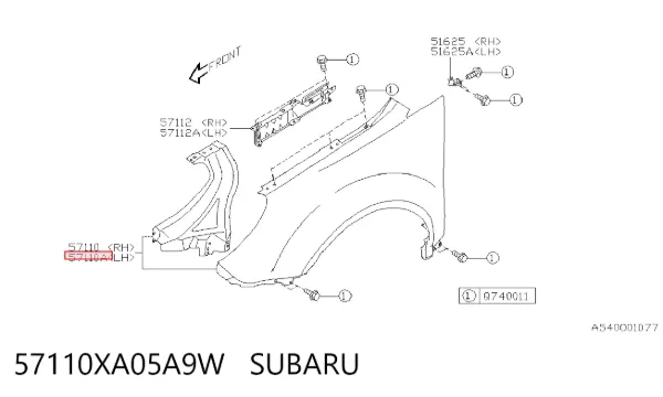 Крило переднє ліве 57110XA05A9W Subaru