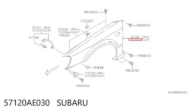 Крило переднє ліве Subaru Outback II