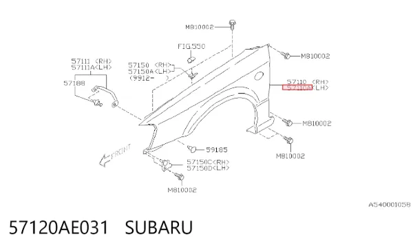 Крило переднє ліве 57120AE031 Subaru