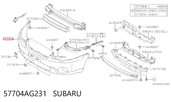 Передній бампер 57704AG231 Subaru