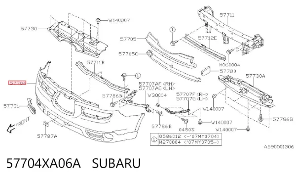 Передній бампер 57704XA06A Subaru