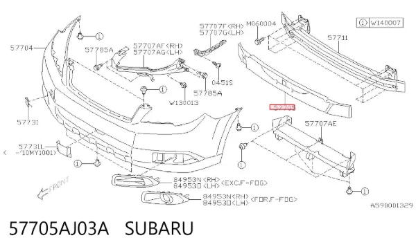 Абсорбер (наповнювач) бампера переднього 57705AJ03A Subaru