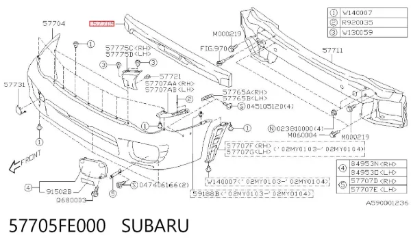 Абсорбер (наповнювач) бампера переднього 57705FE000 Subaru