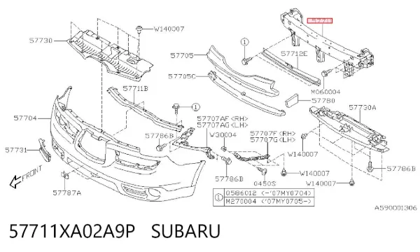 Підсилювач бампера переднього 57711XA02A9P Subaru
