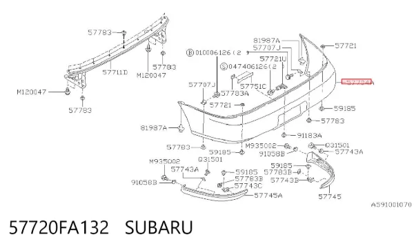 Задній бампер 57720FA132 Subaru