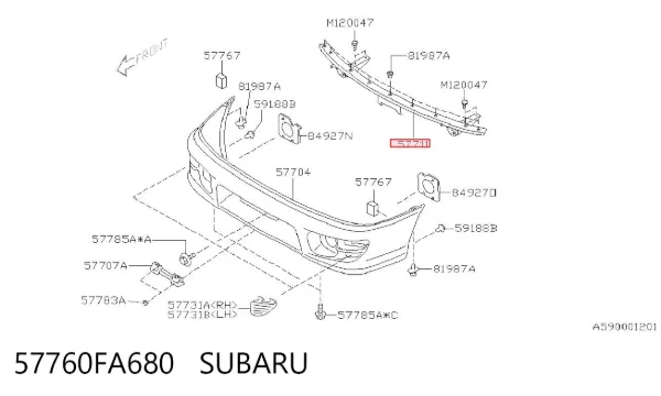 Підсилювач бампера переднього 57760FA680 Subaru