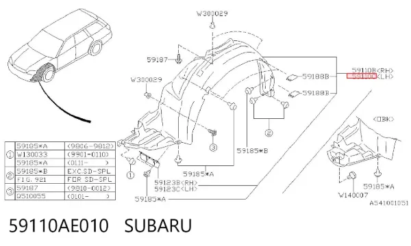 Підкрилок передній лівий Subaru Legacy III