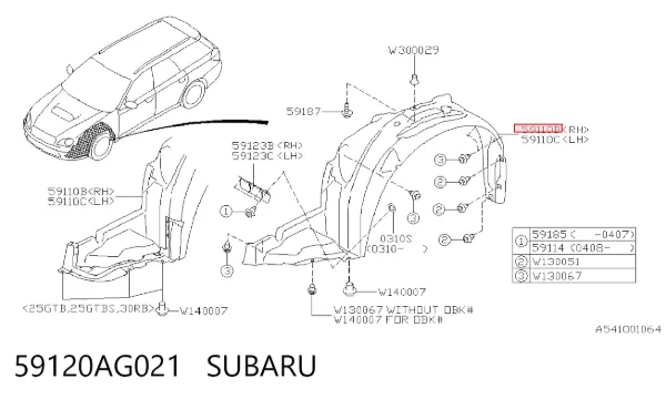 Підкрилок передній правий 59120AG021 Subaru