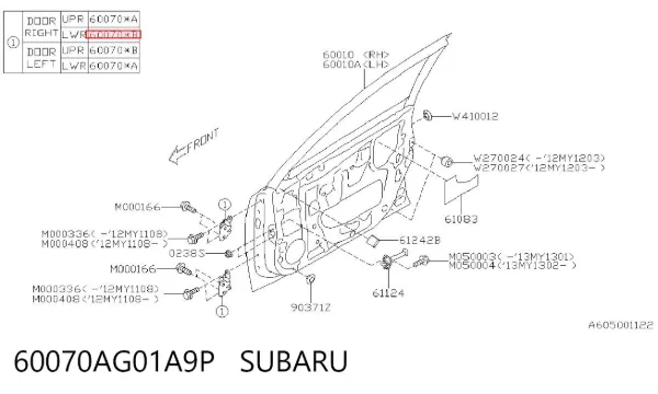  60070AG01A9P Subaru