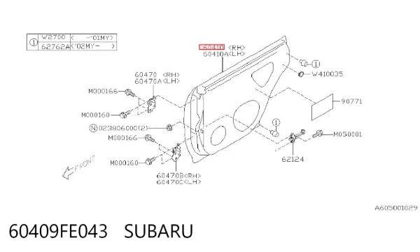 Двері задні, праві 60409FE043 Subaru