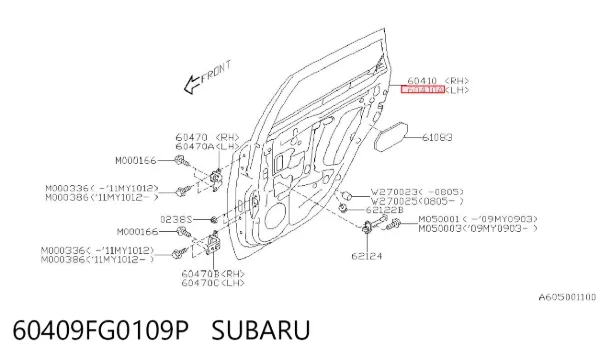 Двері задні, ліві Subaru Impreza III