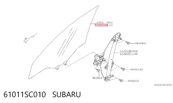 Скло передніх дверей, лівою 61011SC010 Subaru