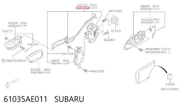 Замок задньої двері, лівої 61035AE011 Subaru