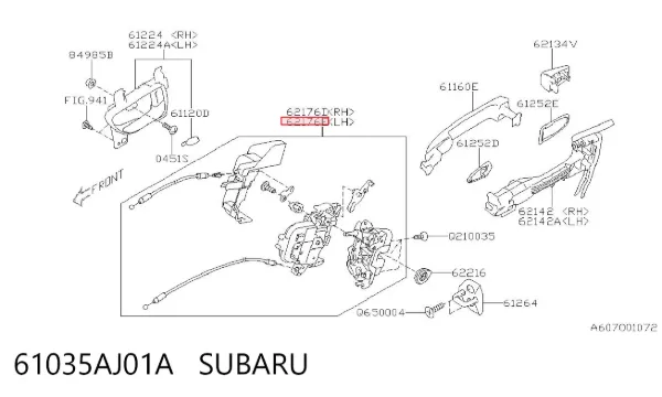 Замок задньої двері, лівої 61035AJ01A Subaru