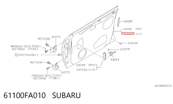 Двері передні ліві Subaru Impreza I