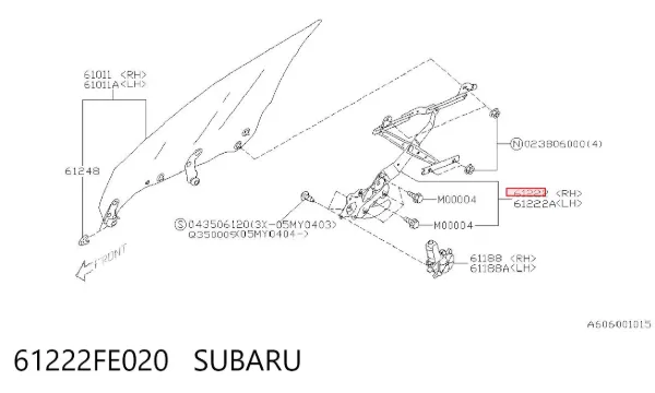 Механізм склопідіймача двері передньої, правої 61222FE020 Subaru