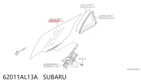 Скло задньої двері лівої 62011AL13A Subaru