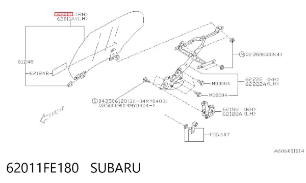Скло задньої двері правої 62011FE180 Subaru