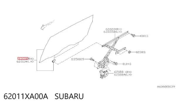 Скло задньої двері правої 62011XA00A Subaru