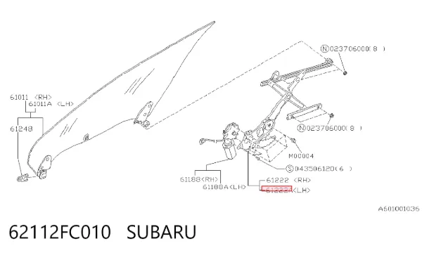 Склопідйомник передньої лівої двері Subaru Forester I